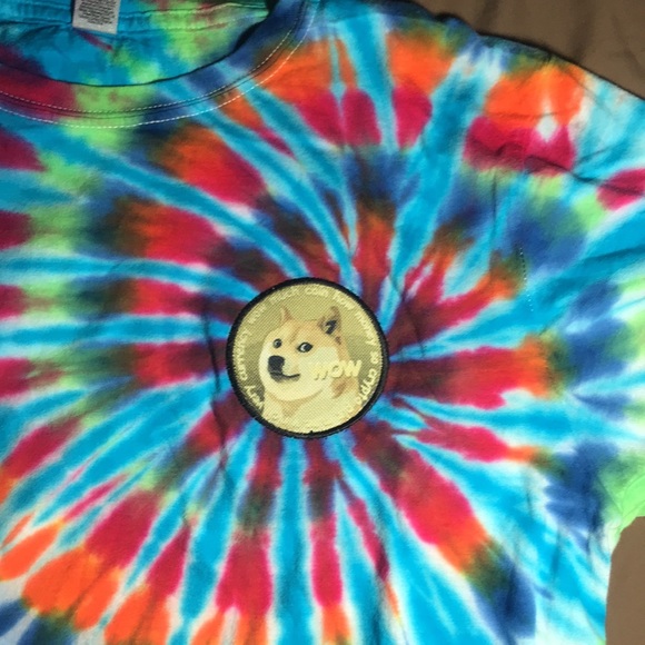 Dogecoin medium tie dye T-shirt embroidered patch - Picture 2 of 3